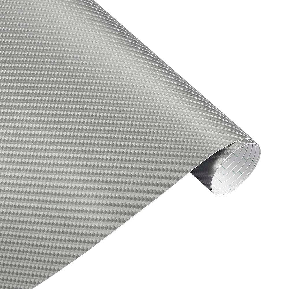 4D Silver Carbon Fibre Car Vinyl Wrap sticker film Car vinyl Wrapping Sheet 50CMx 1.52M (SILVER)