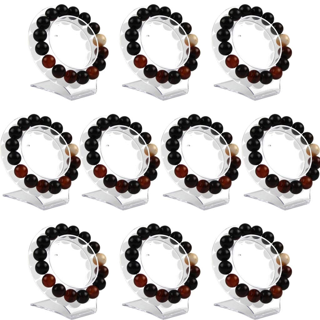sccsport 10Pcs Clear Jewelry Bracelet Display Holder Bangle Organizer Rack Acrylic Bracelet Display Collar Stand Holder