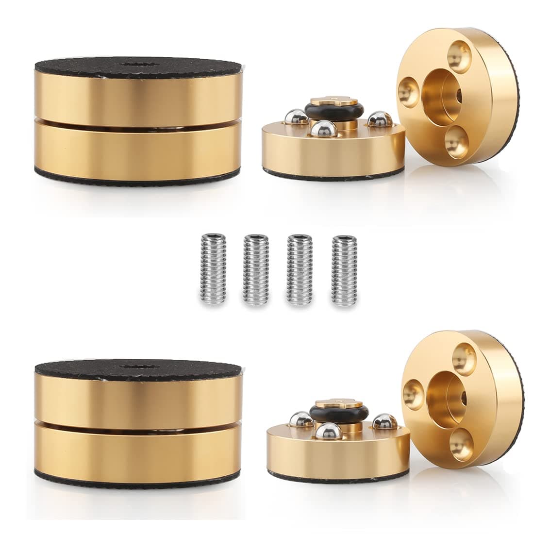 Tertullus 4 Pcs Speaker Isolation Feet Anti Vibration Pads with Stainless Steel Ball Speaker Pad Stand 39mm24mm Aluminum Absorb Shock for Hifi Equipments(Gold)