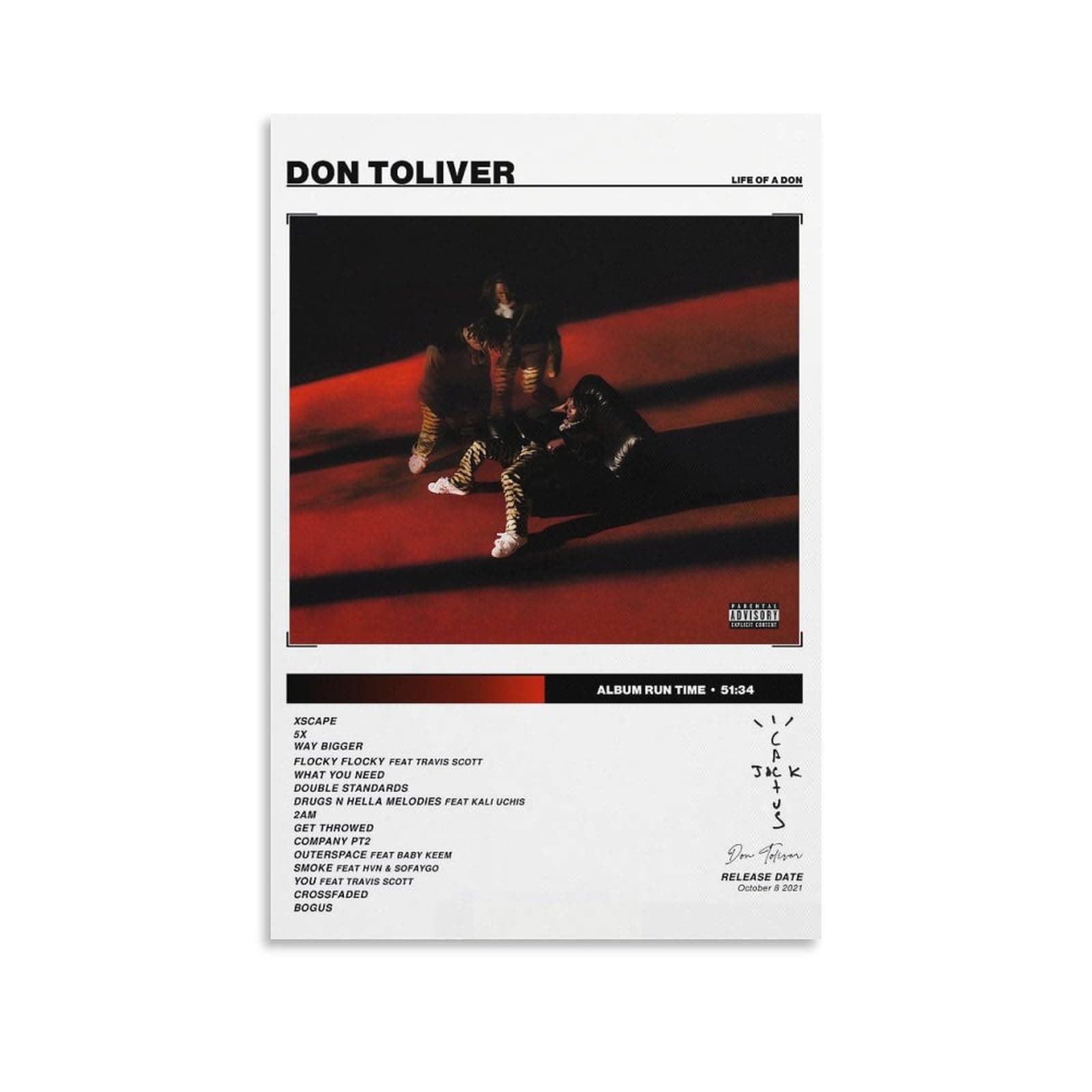 BATTTXDon Toliver Life of A Don Tracklist Canvas Poster Bedroom Decoration Landscape Office Valentine's Birthday Gift Unframe-style12x18inch(30x45cm)