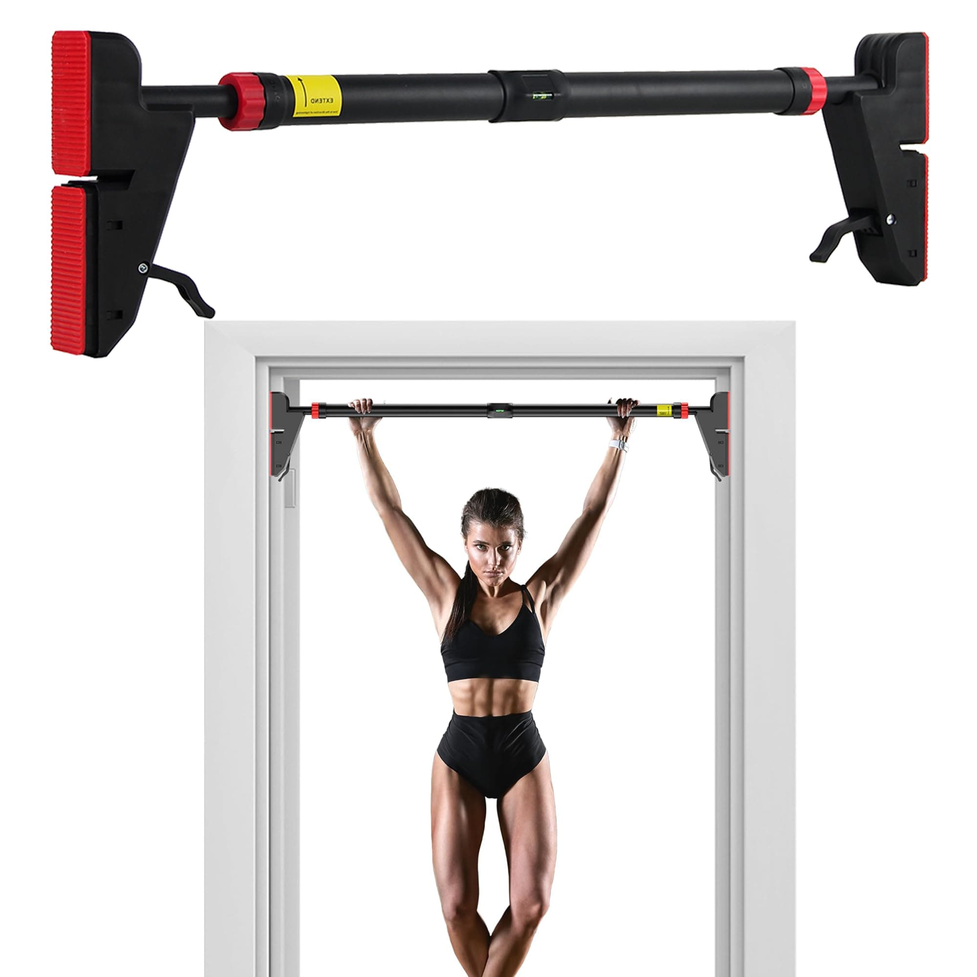 FICTOR Door Pull up Bar for Doorway, Strength Training Equipment, Adjustable Door Frame, Non-slip Chin up Bar for Home Gym, with No Screw Installation
