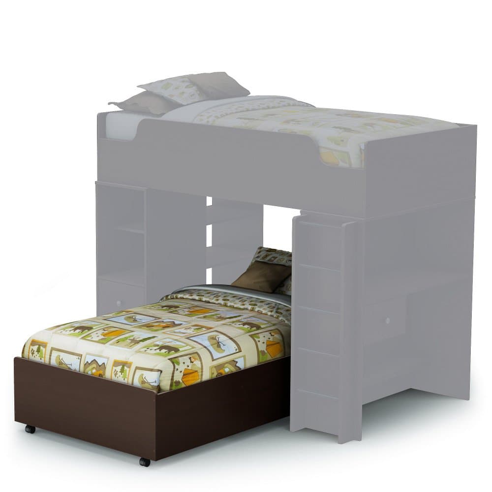 South Shore Logik Collection Twin (39'') Bed on Casters - Chocolate