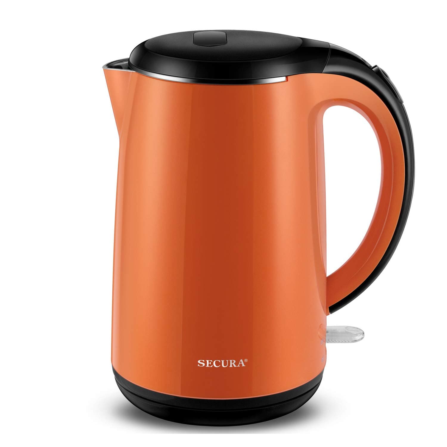 Original Stainless Steel Double Wall Electric Water Kettle 1.8 Quart with Auto Shut-Off & Boil-Dry Protection, Orange SWK-1701DO/HB-3227B