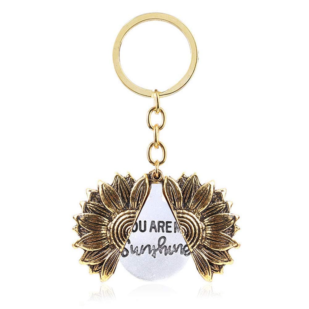 Sunflower Keychain Memorial Sunflower Locket Keychain Charms Pendant for Women Friend Mom Sister