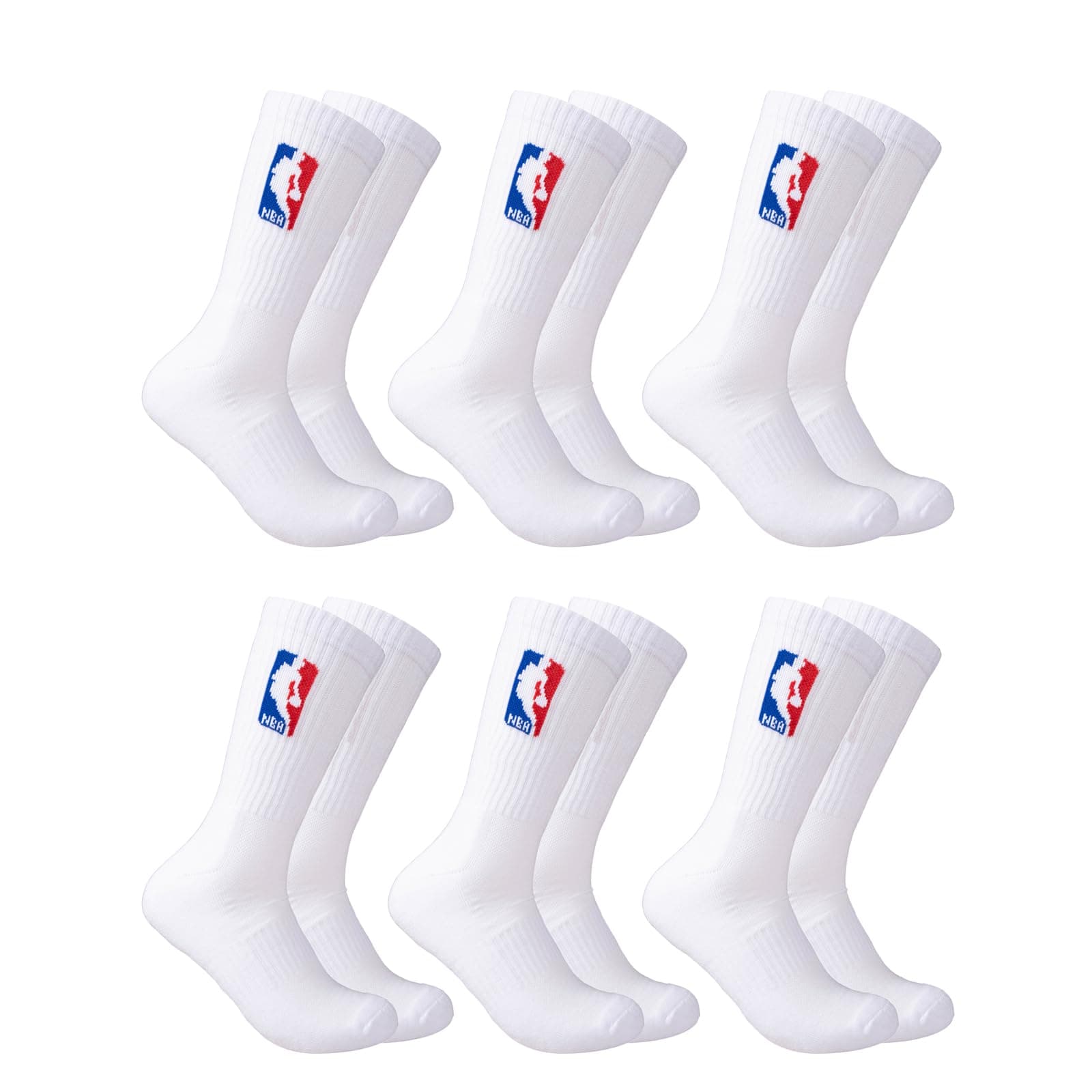 Mens Nba Official Athletic Cushioned Secure Fit Crew Socks - 6 Pack Socks (pack of 6)