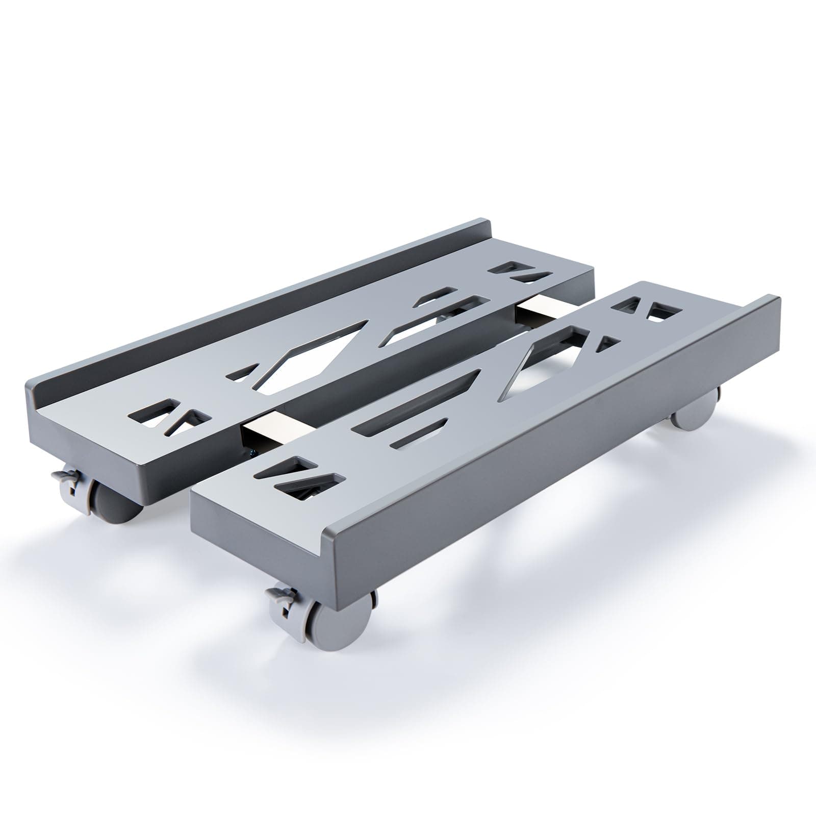 Adjustable Mobile CPU Stand, Ventilated Computer Tower Stand with 4 Caster Wheels Fits Most PC Tower, Under Desk CPU Holder PC Floor Cart Computer Riser for Students and Gamers (Gray)