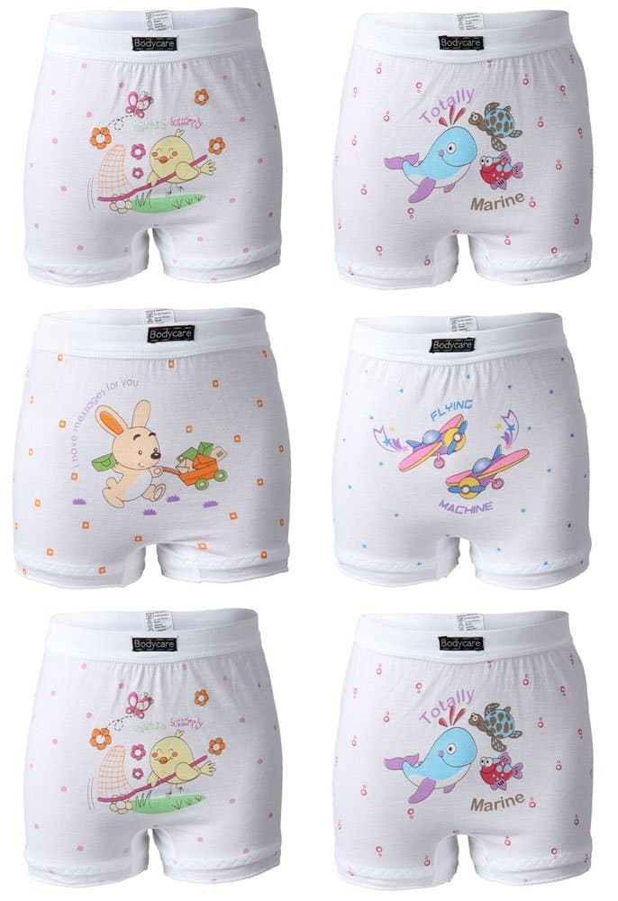 BODYCAREKids Girls Cotton Bloomers 100% Cotton Multicolor Soft Comfortable | Skin Friendly | Innerwear | (Pack of 6) (Color & Print May Vary)