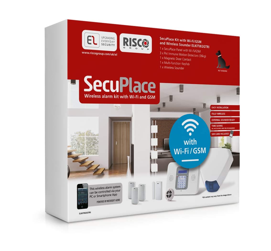 SecuPlace Risco ELKITW2GTRI Wireless Burglar Alarm Kit Wifi+GSM+Smartphone app