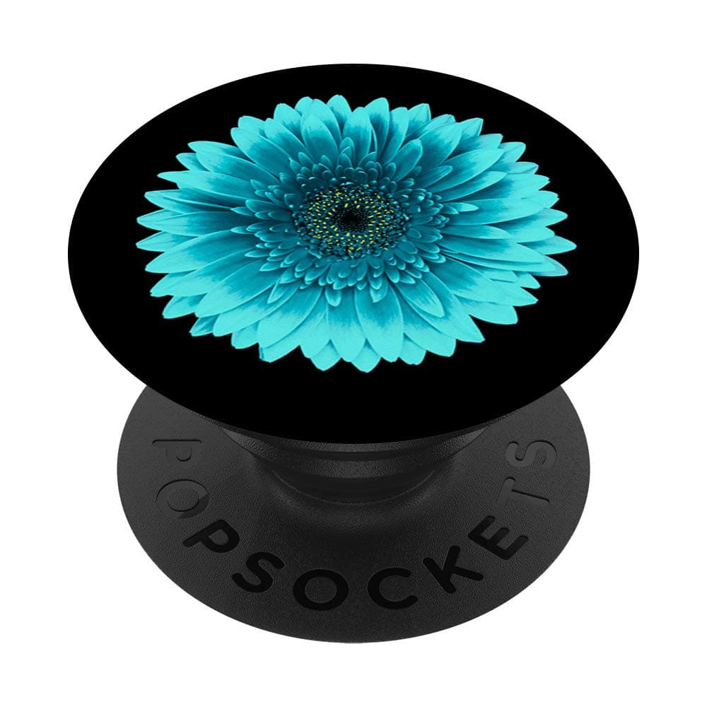 Turquoise Teal Blue Green Gebra Daisy Floral Pattern PopSockets Grip and Stand for Phones and Tablets