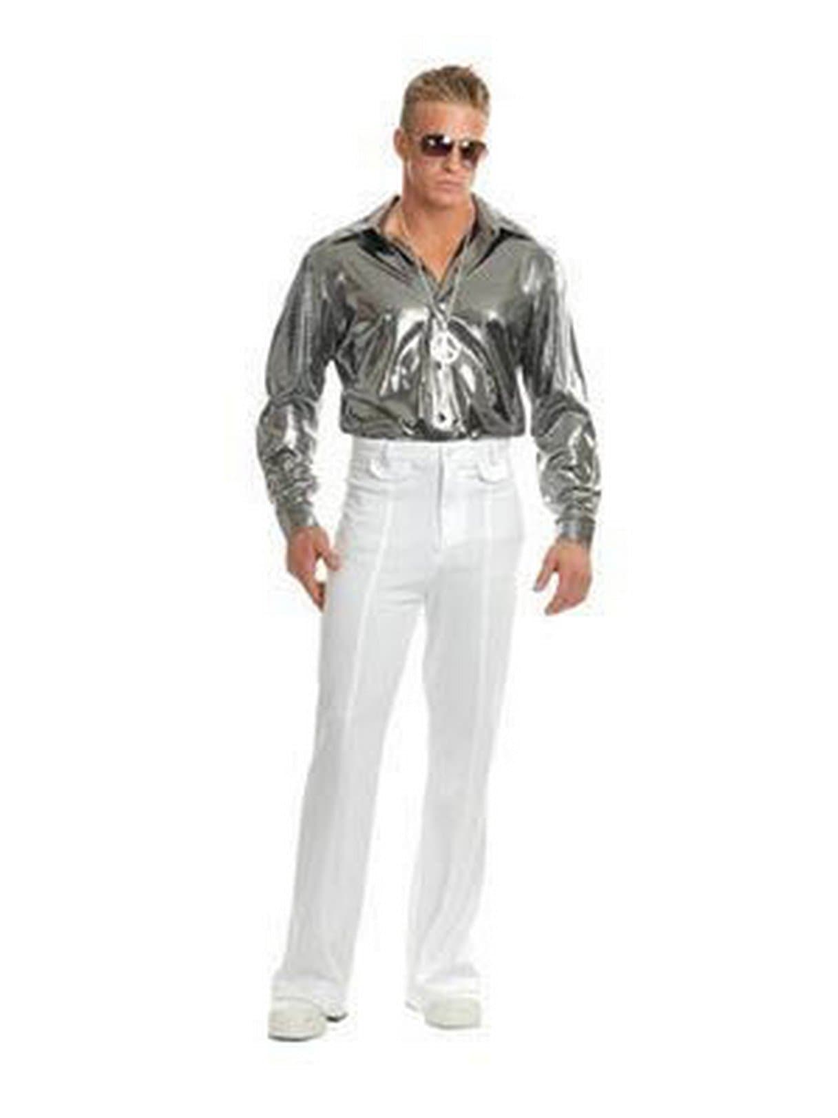 Charades Men's Silver Nail Head Costume Disco Shirt
