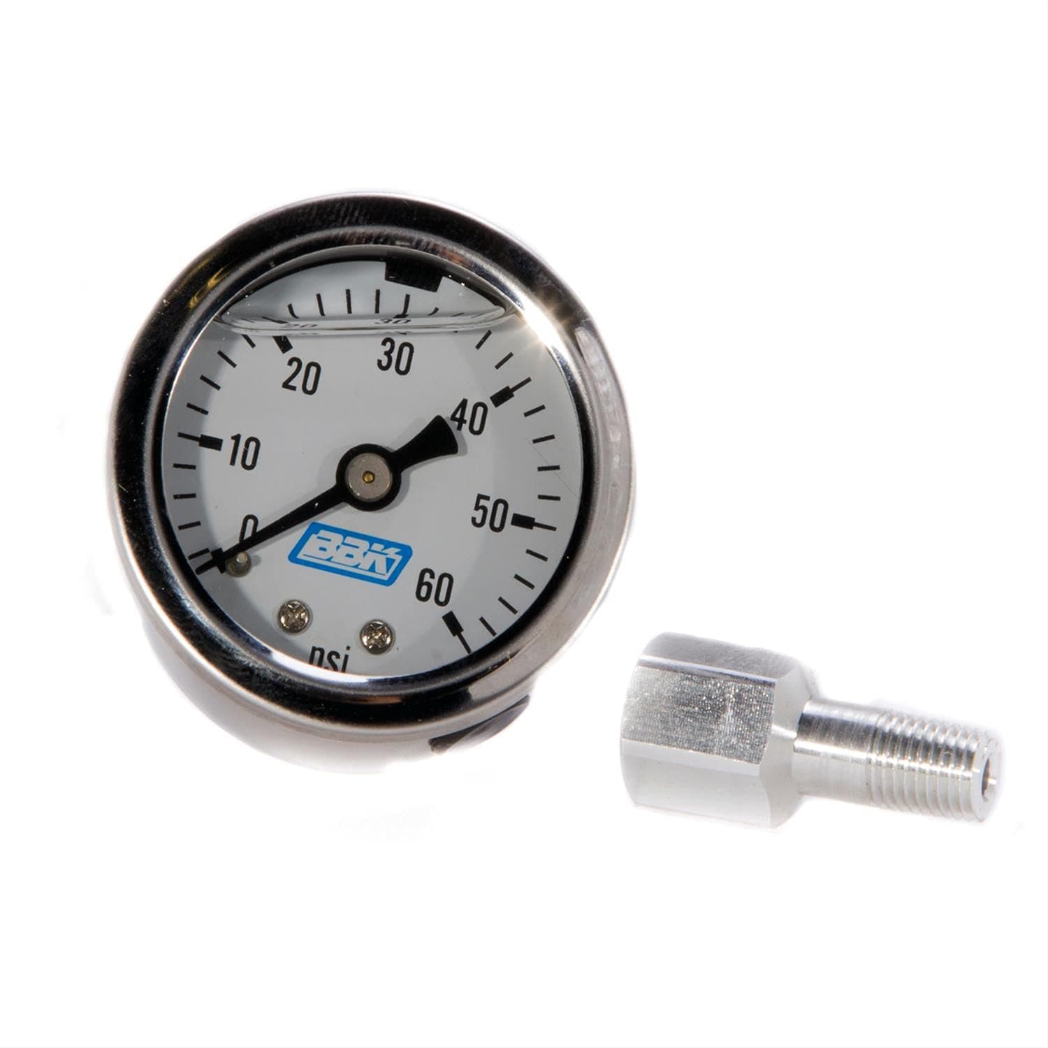 BBK Performance 1617 Fuel Pressure Gauge Kit; Liquid Filled; 0-60 psi; Incl. Fuel Rail Adapter;