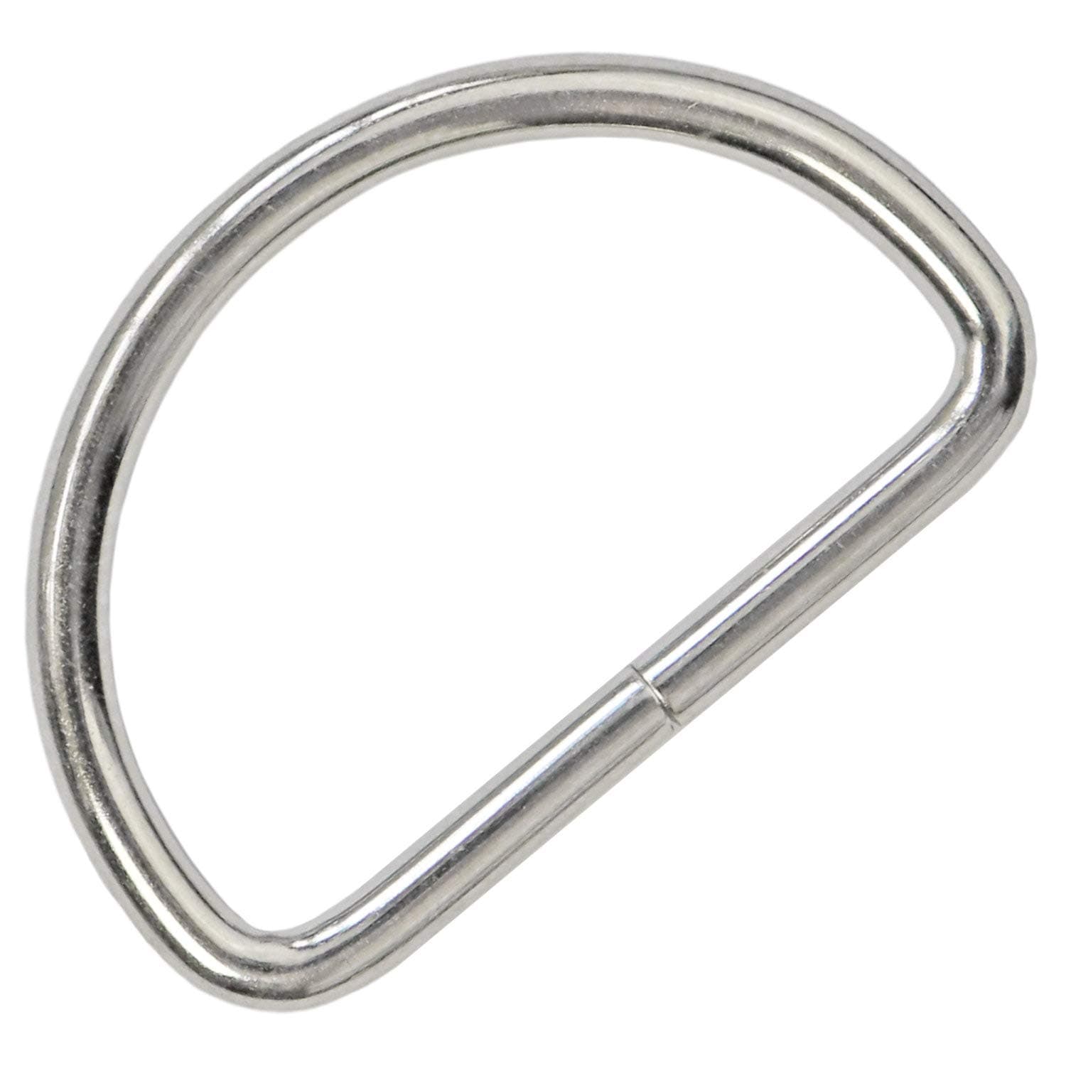 Metal D Ring Non Welded D-Rings Nickel Plated Silver 1.25 Inch (100 Pack)