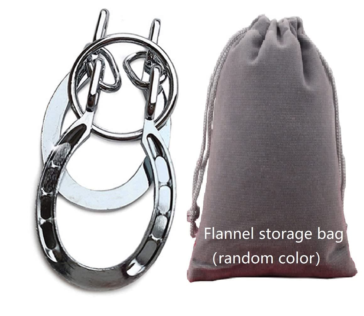 Classical Metal Horseshoe Puzzle Traditional Brain Teaser Puzzles Jigsaw Toy (Silver)