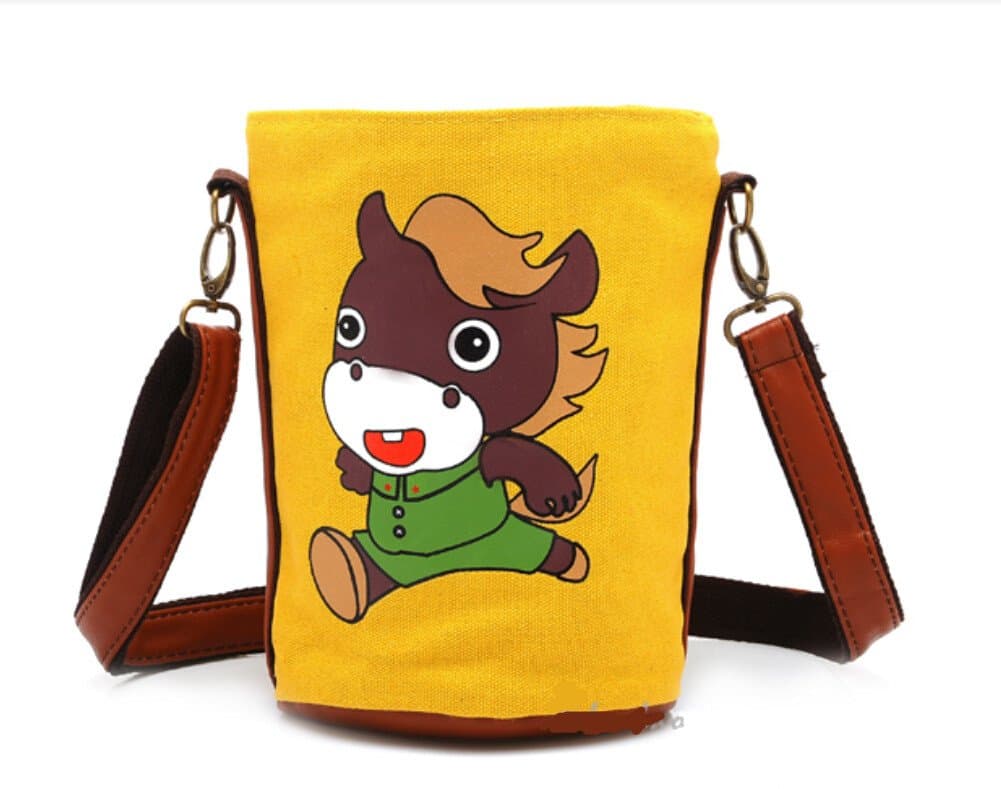 Beautiful Bucket Type Cellphone Bag for Girl Cute Cartoon Bag Fashion Pouches for iphone 4 5 iphone 6 6plus Samsung Galaxy S3 S4 S5 NOTE2 Note 3 HTC LG Shoulder Bag Wallet with Pump Belt Closure for Money Key Cards Makeup Lipstick Coin - Horse