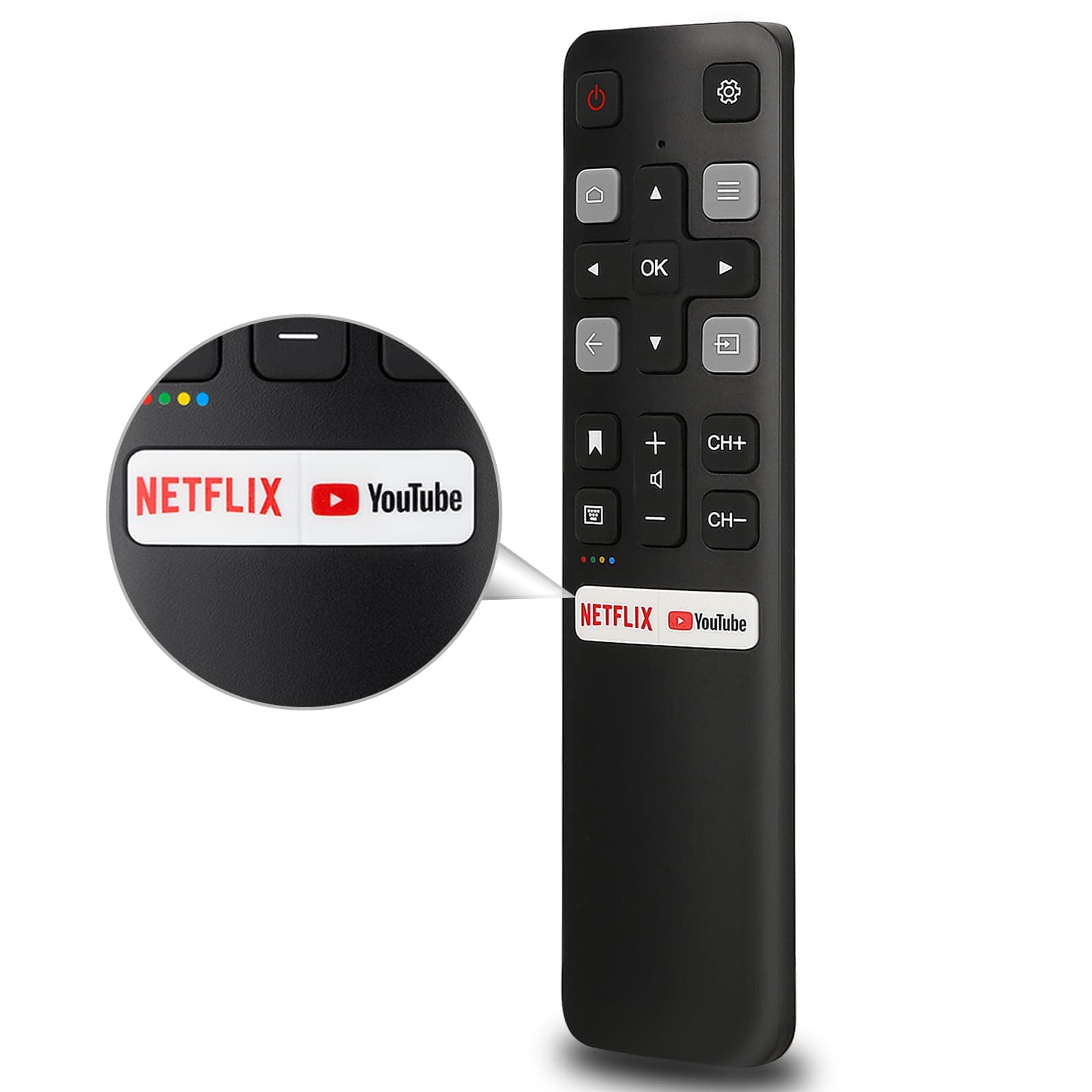 Replacement Remote Control Only for All TCL TV, Compatible for All TCL Android 4K UHD Smart TV(Without Voice Command)