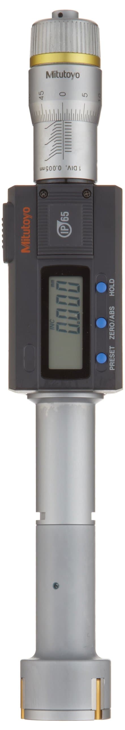 Mitutoyo 468-162 Digimatic Holtest LCD Inside Micrometer, Three-Point, 8-10mm Range, 0.001mm Graduation, +/-0.002mm Accuracy