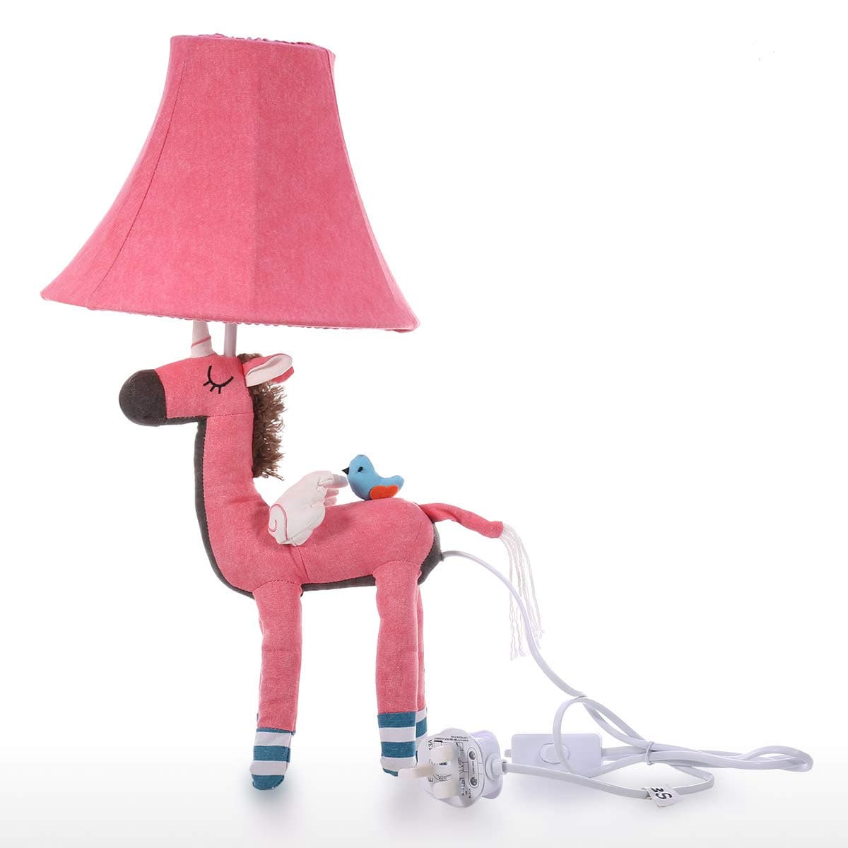 Festnight Unicorn Table Lamp Pink UK Plug Decorative Desk Table Lamp Animal Cotton Lamp for Children with Led Bulb