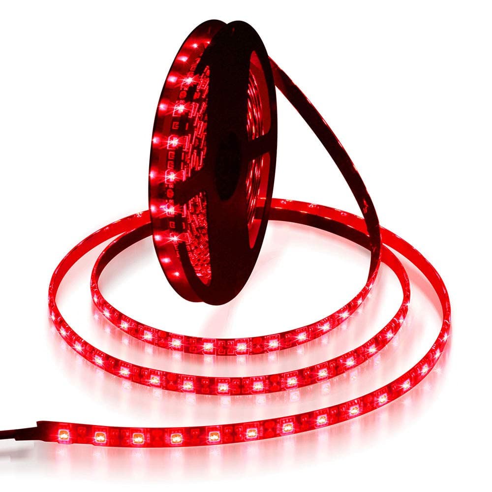 ALITOVE 16.4ft 5050 SMD Red LED Flexible Strip Ribbon Light 5M 300 LEDs Waterproof IP65 DC 12V for Home Garden Commercial Area Lighting, Without Power Supply