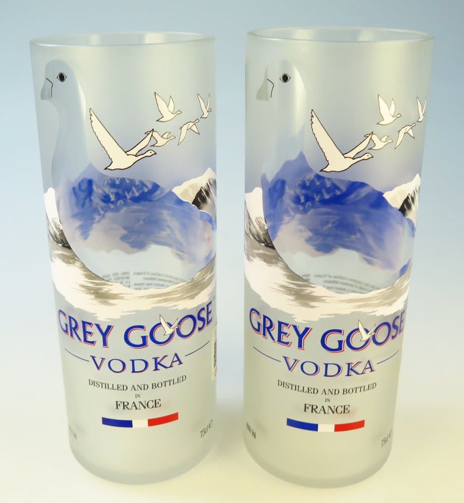 Grey Goose glasses, hand cut, 24 oz, 750 ml, set of 2
