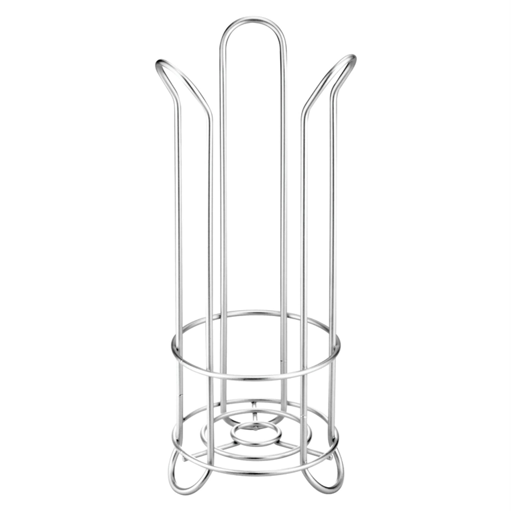 iDesign Classico Metal Toilet Tissue Roll Reserve Organizer for Bathroom, Compact Organizer, Holds 3 Rolls of Toilet Paper, Silver