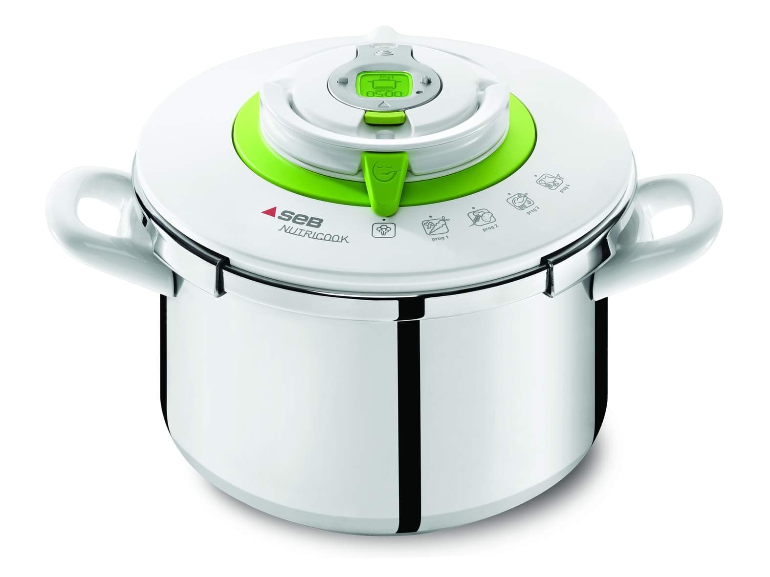 SEB Nutricook P4221403 Minute Casserole Dish 8 L Green + Recipe Book Stainless Steel Pressure Cooker Induction