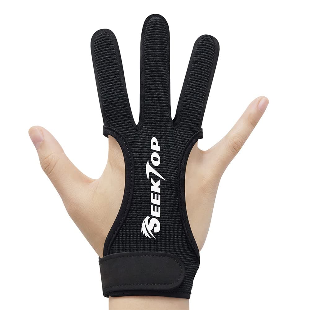 Jker Tech Archery Gloves Three-Fingers Designed Protect Fingers Fits Either Hand Outstanding Sensitivity Prevent Slippage Suit for Beginner and Adults-L