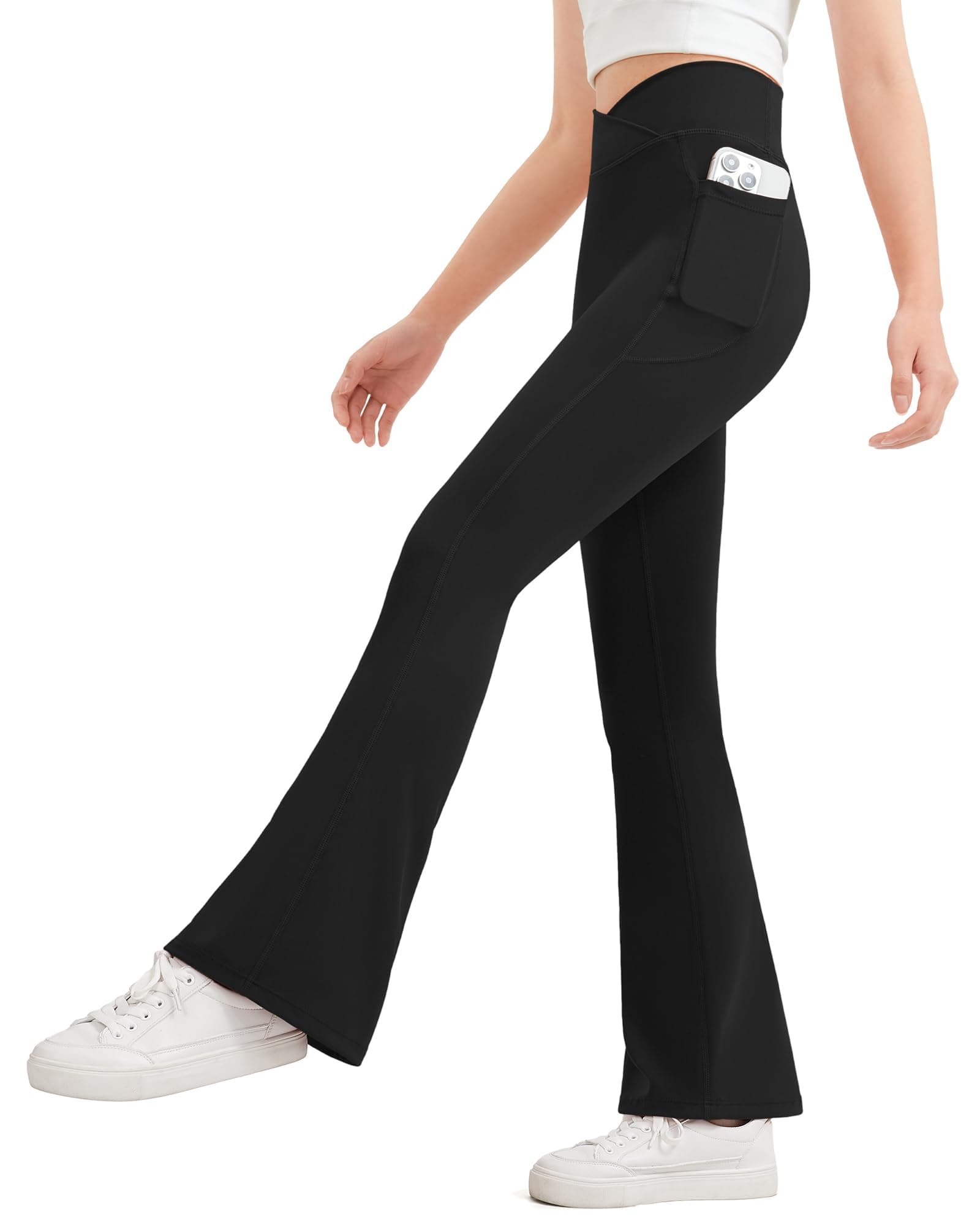 Girls Flare Leggings Kids Bell Bottom High Waisted Yoga Dance Flared Bootcut Pants