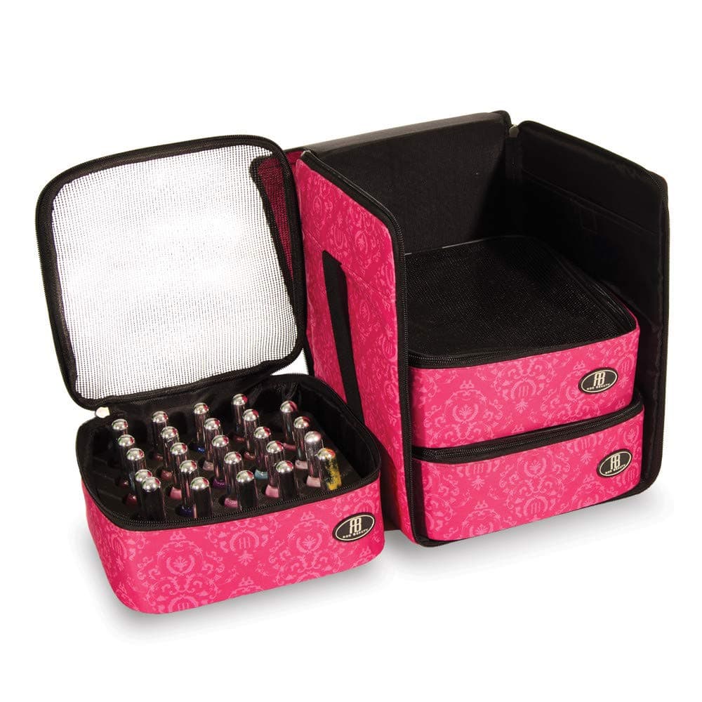 Nail Polish Varnish Cube, Manicure Storage Bag, Makeup Cosmetic Case in Imperial Pink