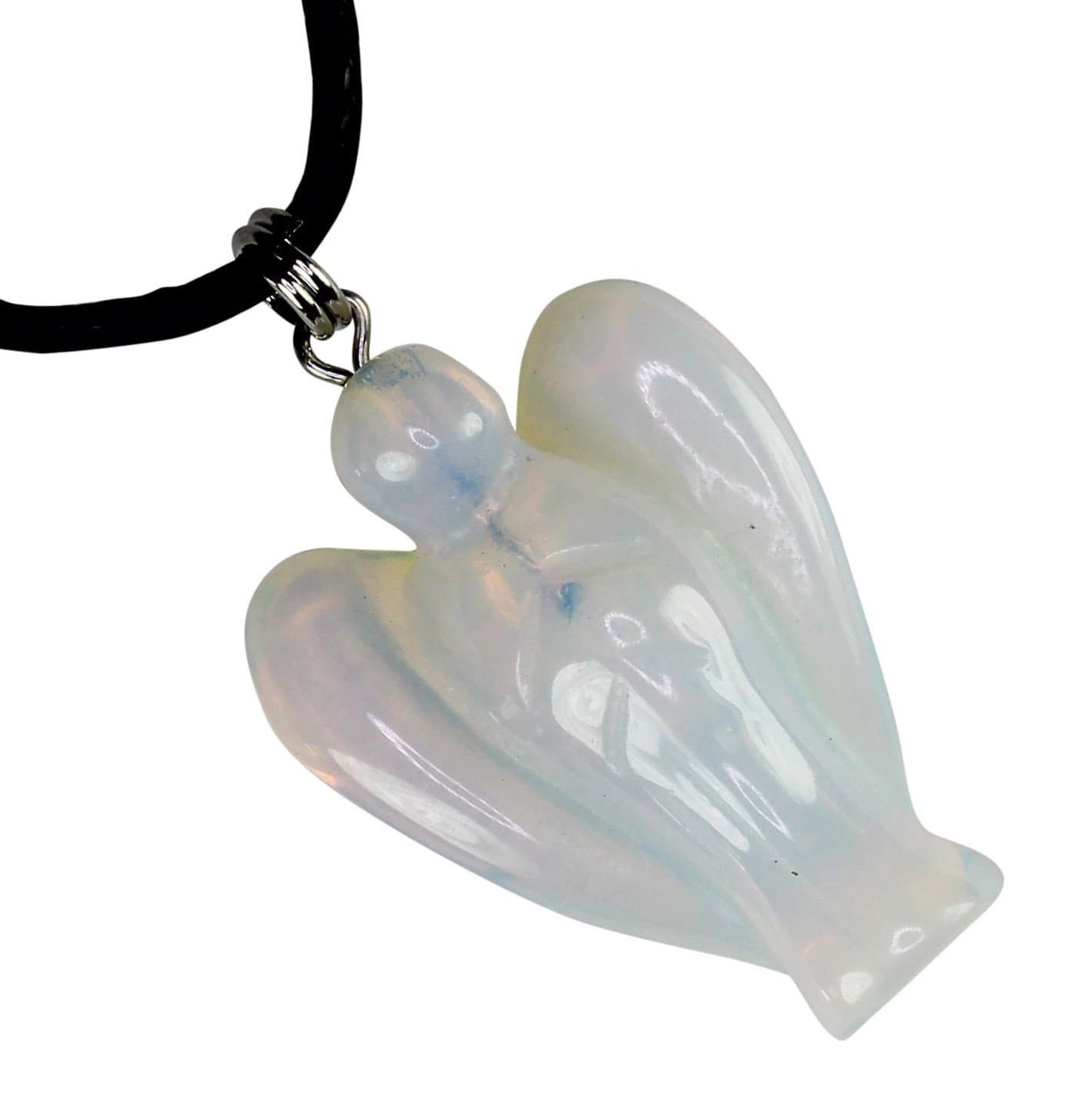 Blue Water Crystals Opalite Angel Pendant Necklace Gemstone