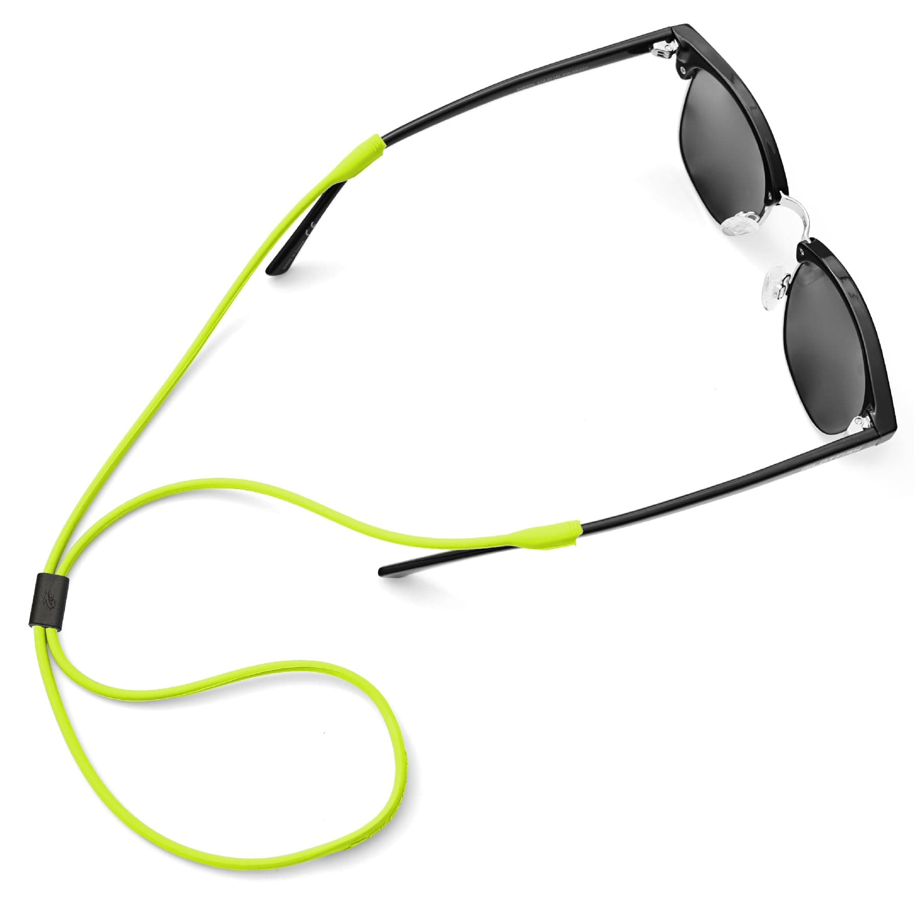 Pilotfish プレミアムシリコンサングラスストラップ、ユニークなパススルーデザインの調節可能なメガネリテーナー – ユニバーサルフィット, 視認性の高いグリーン。, 21 Inches Long