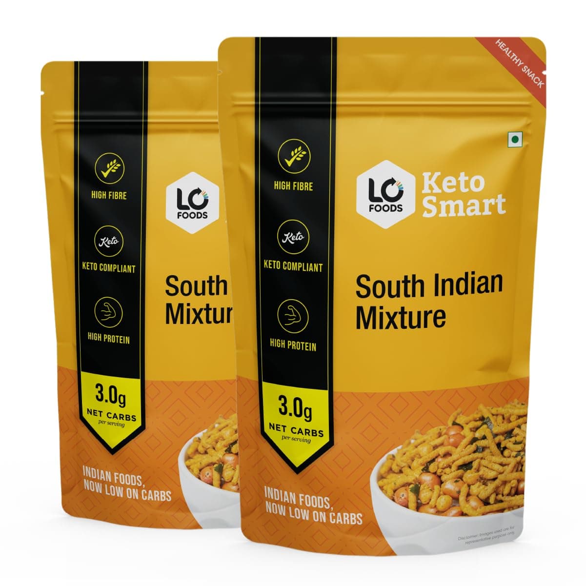- Lo! Foods Keto South Indian Mixture (2 x 200g), 3g Net Carb, Keto Snack Tested for Keto Diet, Low Carb Snack, Diet Snacks Food, Keto Namkeen