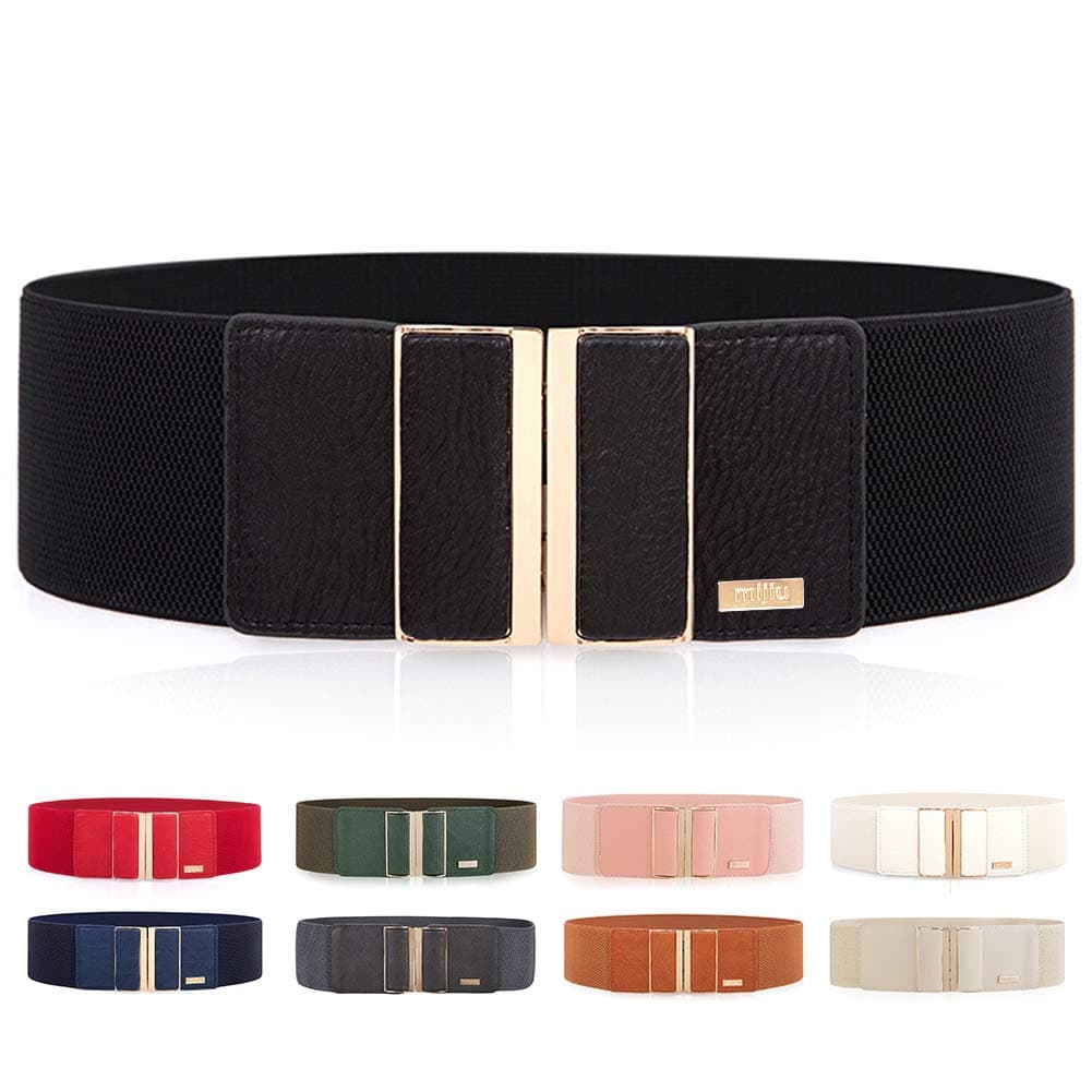 Women's Stretch Elasticated Belts Elasticated Belts Wide Belts Dress Belts Thin Belts For High Gloss Metallic Buckle Multiple Colors
