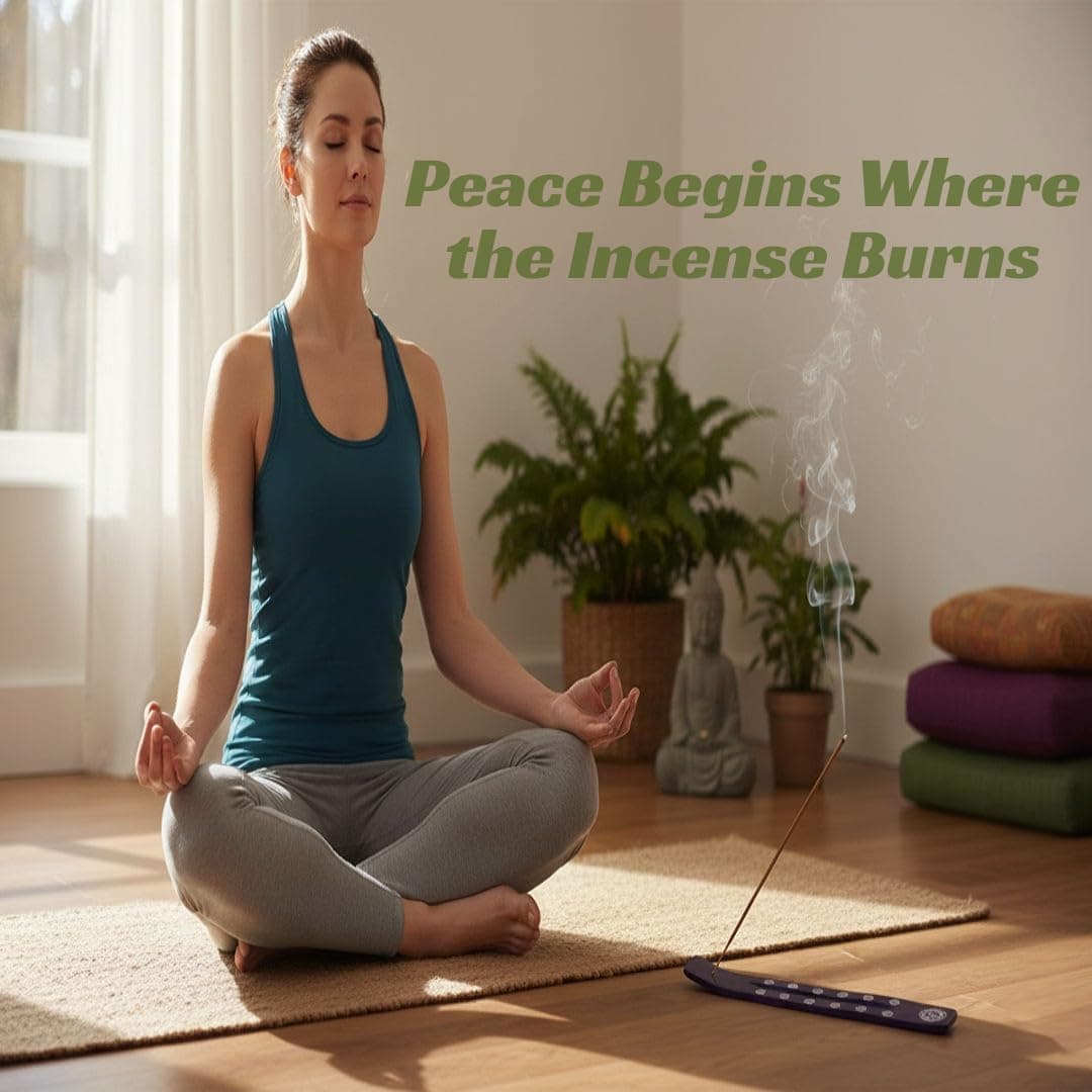 Bless International Traditional-Handmade-Burner Wooden-Incense-Stick-Holder Ash-Catcher-Stand for-Aromatherapy-Meditation-Yoga (Heavens Blue)