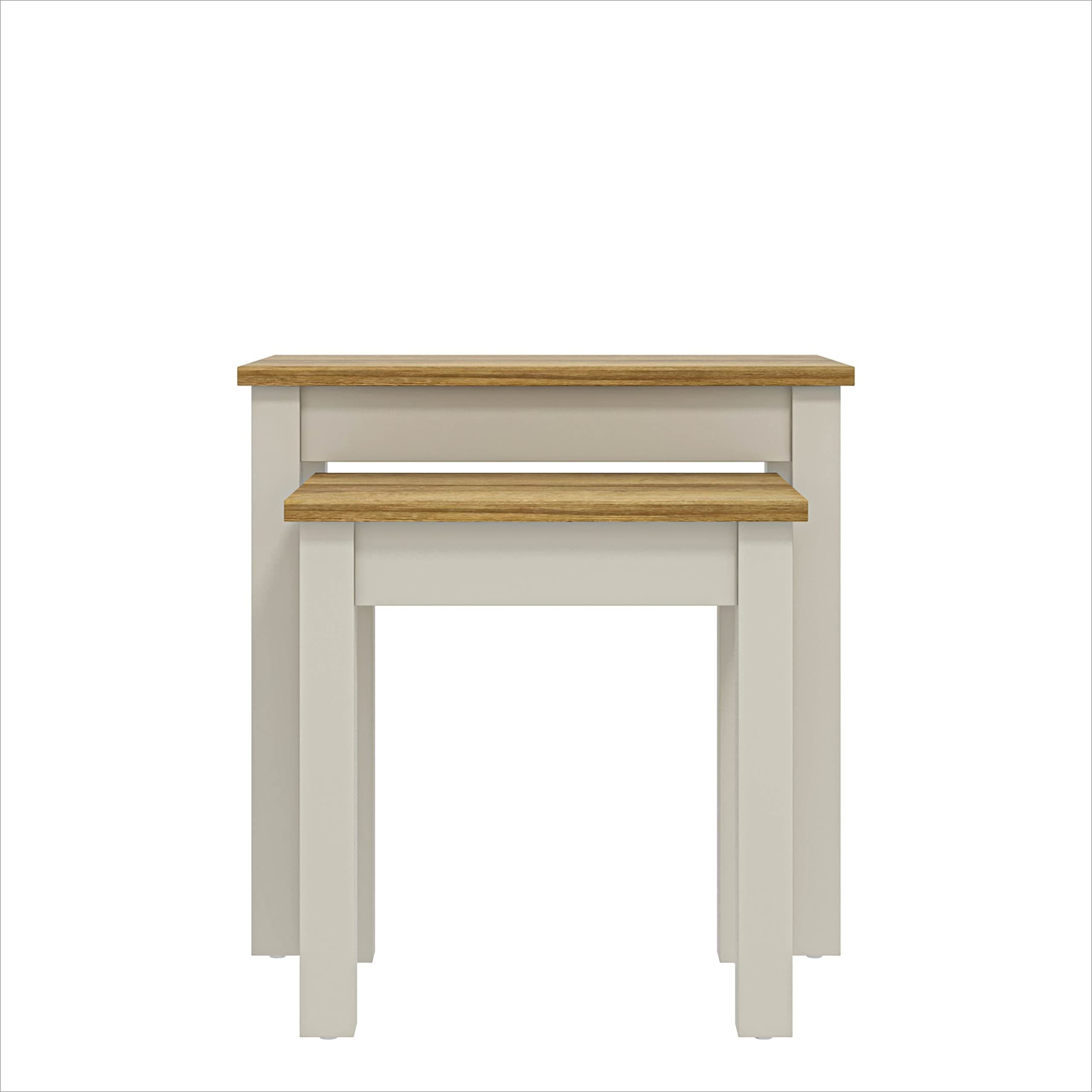 Galano Sufy Nest of 2 Tables – Modern Sofa Side Table Set for Living Room – Lightweight Multilevel Coffee Table Unit – 33 x 48 x 46.5 cm – Light Grey