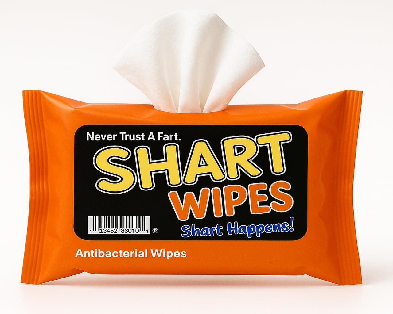Shart Wipes - Emergency Wet Wipes for When Shart Happens, Funny Gag Gift for Men & Women, Travel Size Pocket Pack, Top Novelty Stocking Stuffer, Made in USA