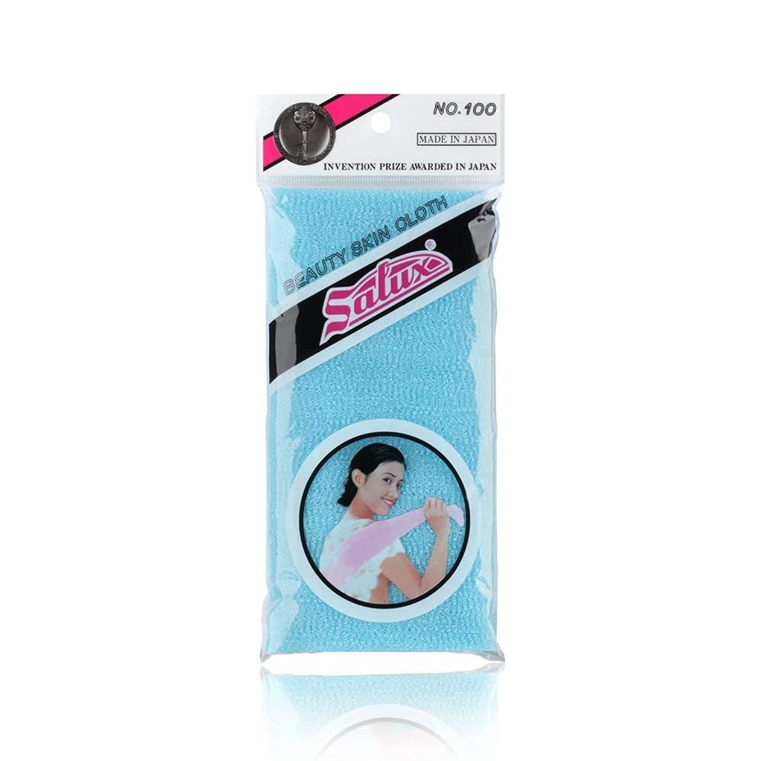 Salux Japanese Beauty Skin Wash Cloth - Beauty Towel/ Scrub/ Nylon Wash Cloth/Bath Body Shower - Blue