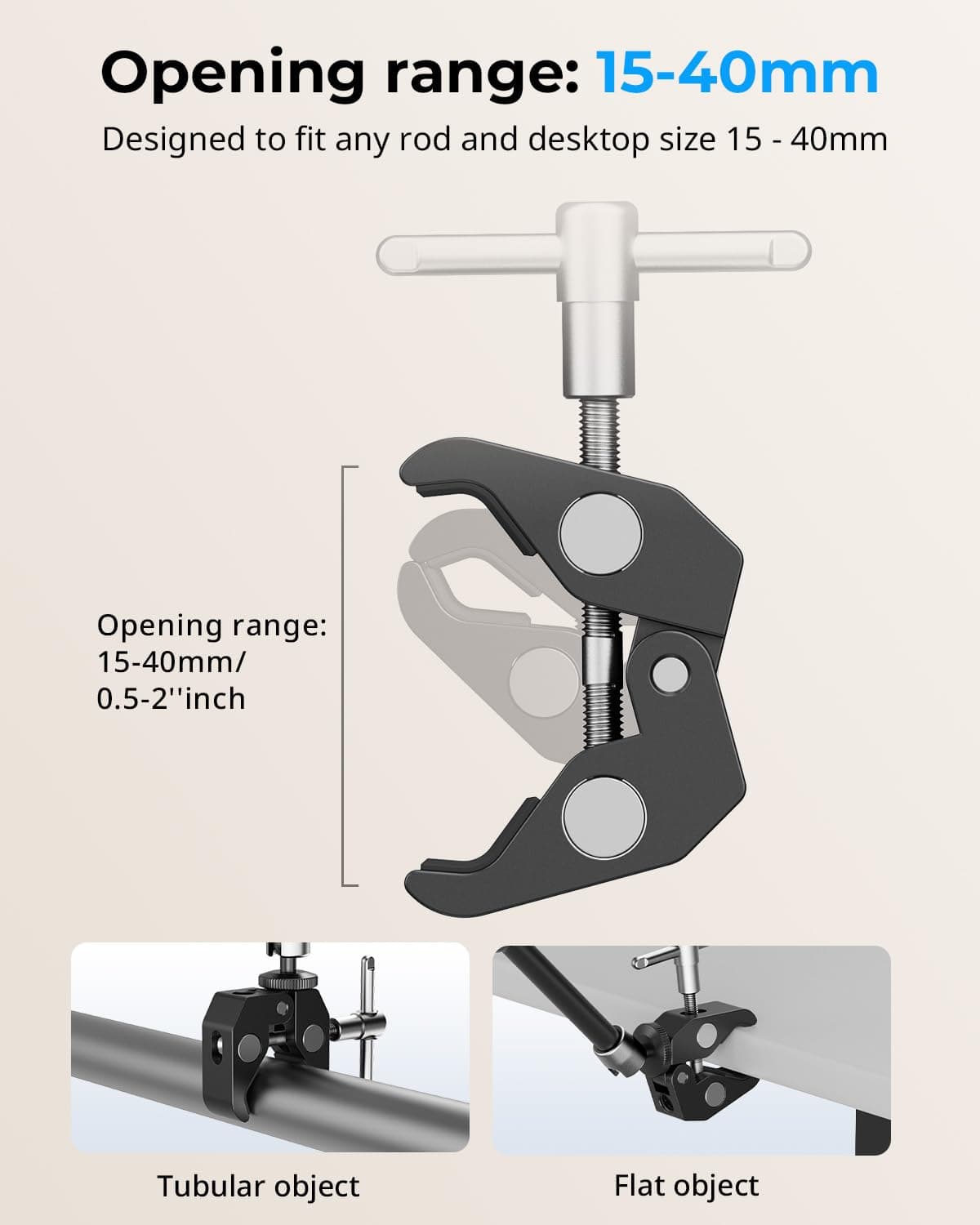 SMALLRIG Clamp w/ 1/4" and 3/8" Thread and 9.8 Inches Adjustable Friction Power Articulating Magic Arm with 1/4" Thread Screw for LCD Monitor/LED Lights - KBUM2732B