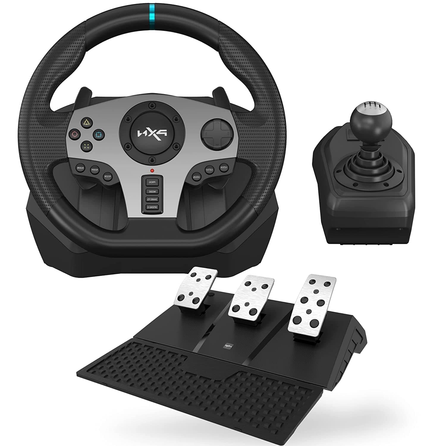 PXN V9 Steering Wheel with Pedals and Shifter, 270/900° Racing Wheel with Tool App, Vibration Feedback, Paddle Shifters. Game Steering Wheel for PS4, Xbox One, PC, Xbox Series X|S, PS3, Switch.