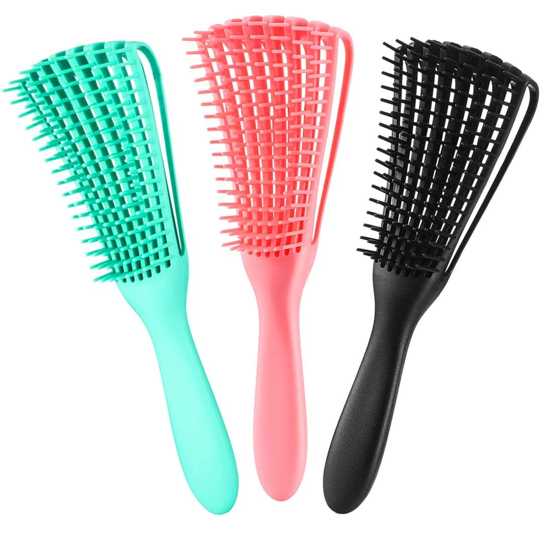 3 Pack Hair Detangler Brush for Afro America/African Textured 3a to 4c Kinky Wavy/Curly/Coily/Wet/Dry/Oil/Thick/Long Hair, Detangling Brush for Natural, Exfoliating Your Scalp for Beautiful