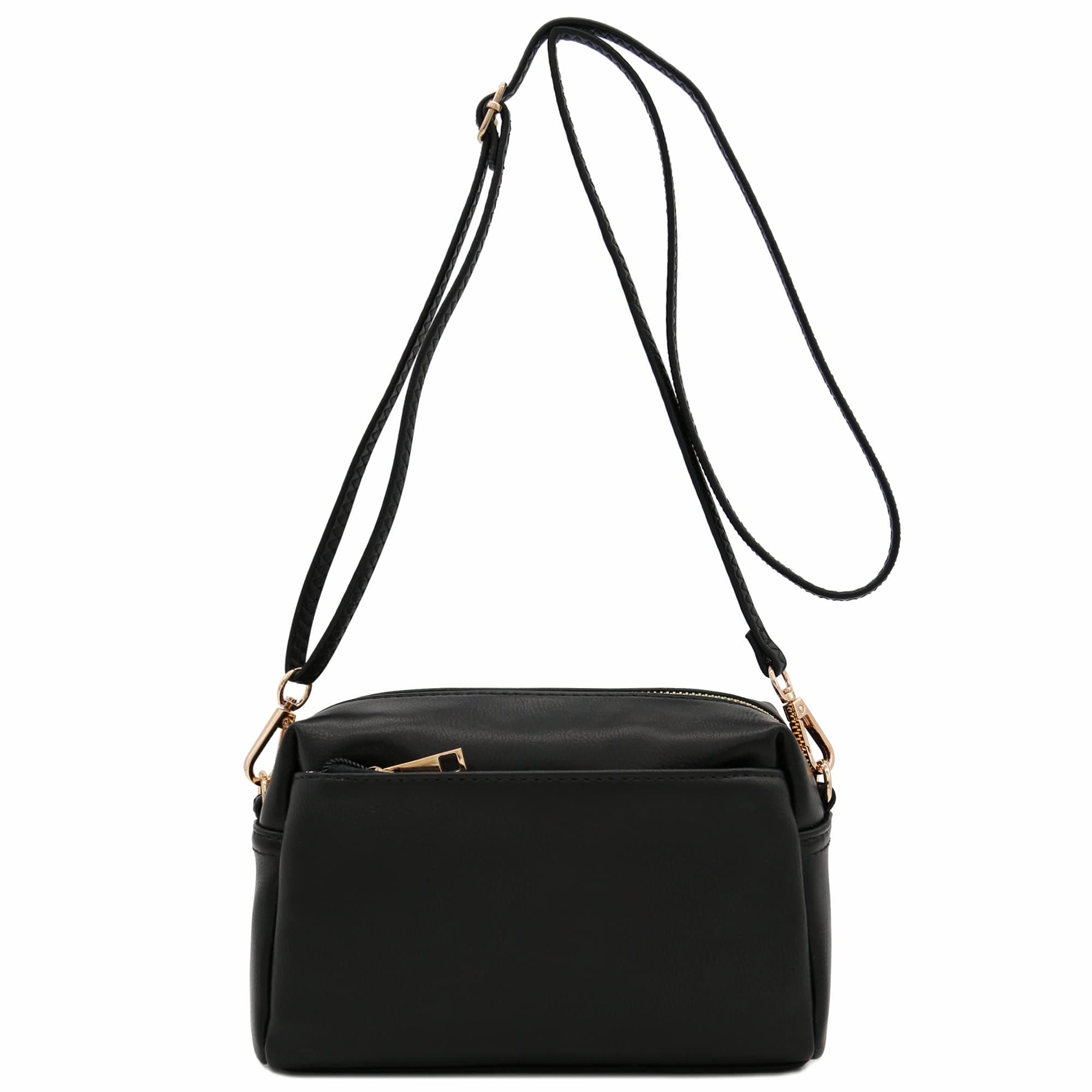 FashionPuzzle Triple Zip Small Crossbody Bag