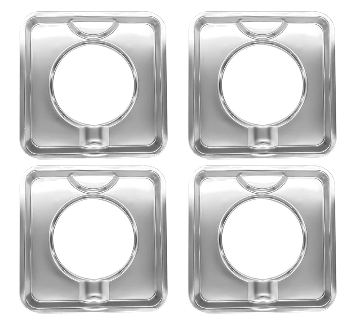 SGP-400 4 Pack Replacement Chrome Square 7.75" x 7.75" Gas Range Drip Pan Replaces 786333 PS11744751 WP786333 AP6011553