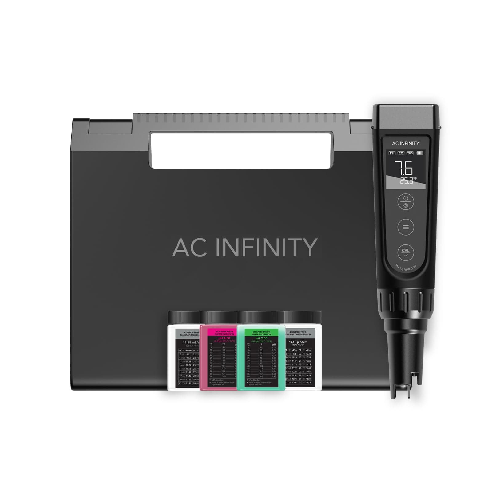 AC Infinity Hydroponic Meter PRO Kit, High Precision Digital pH Pen with ±0.01 pH Accuracy and Interchangeable Probe, All-in-One Temp Salinity EC TDS pH Meter, Water Hydroponic Gardens Aquariums Pools