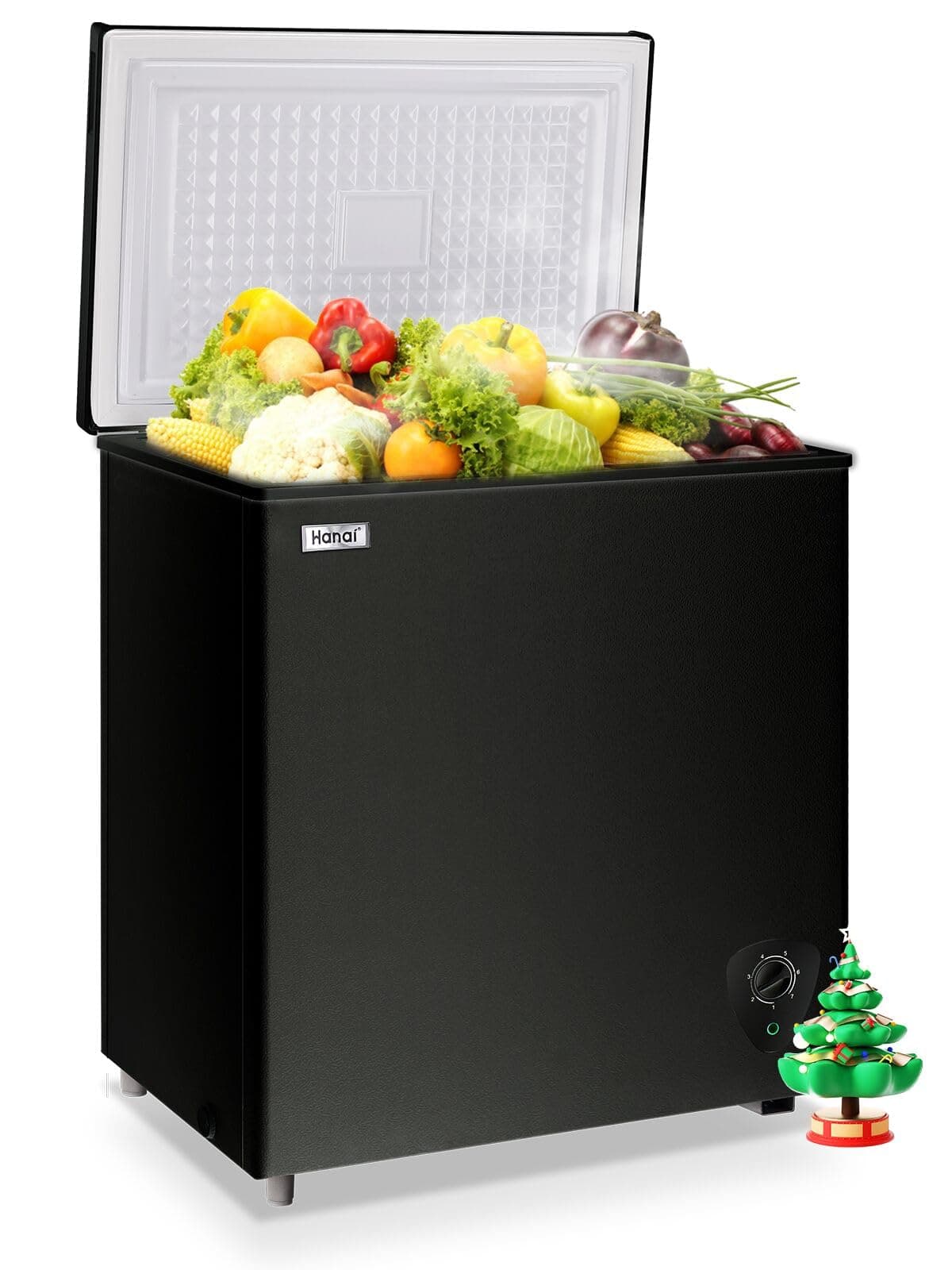 WANAI Chest Freezer 5.0 Cubic Feet Freezers with Removable Storage Basket Energy Saving Perfect for Home Garage Basement Kitchen or Apartment, Black