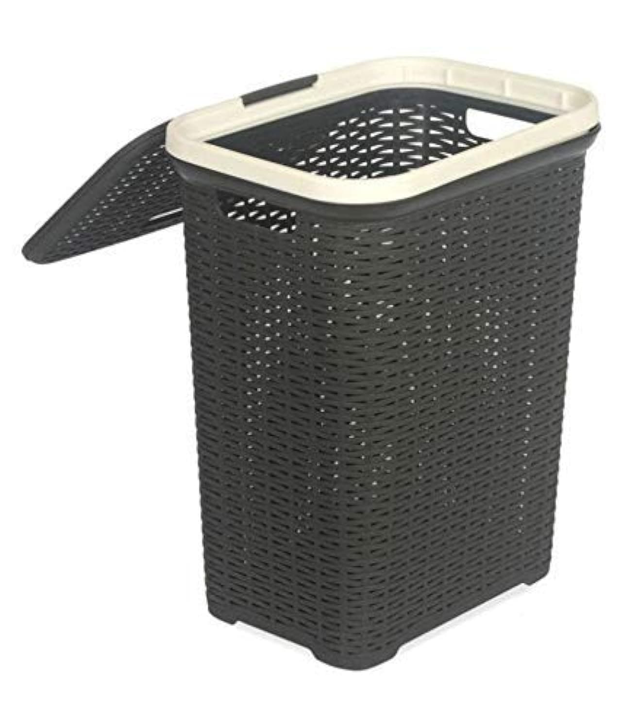 Nilkamal Plastic Ventilated Laundry Basket with Lid (50 LTR, Dark Grey)