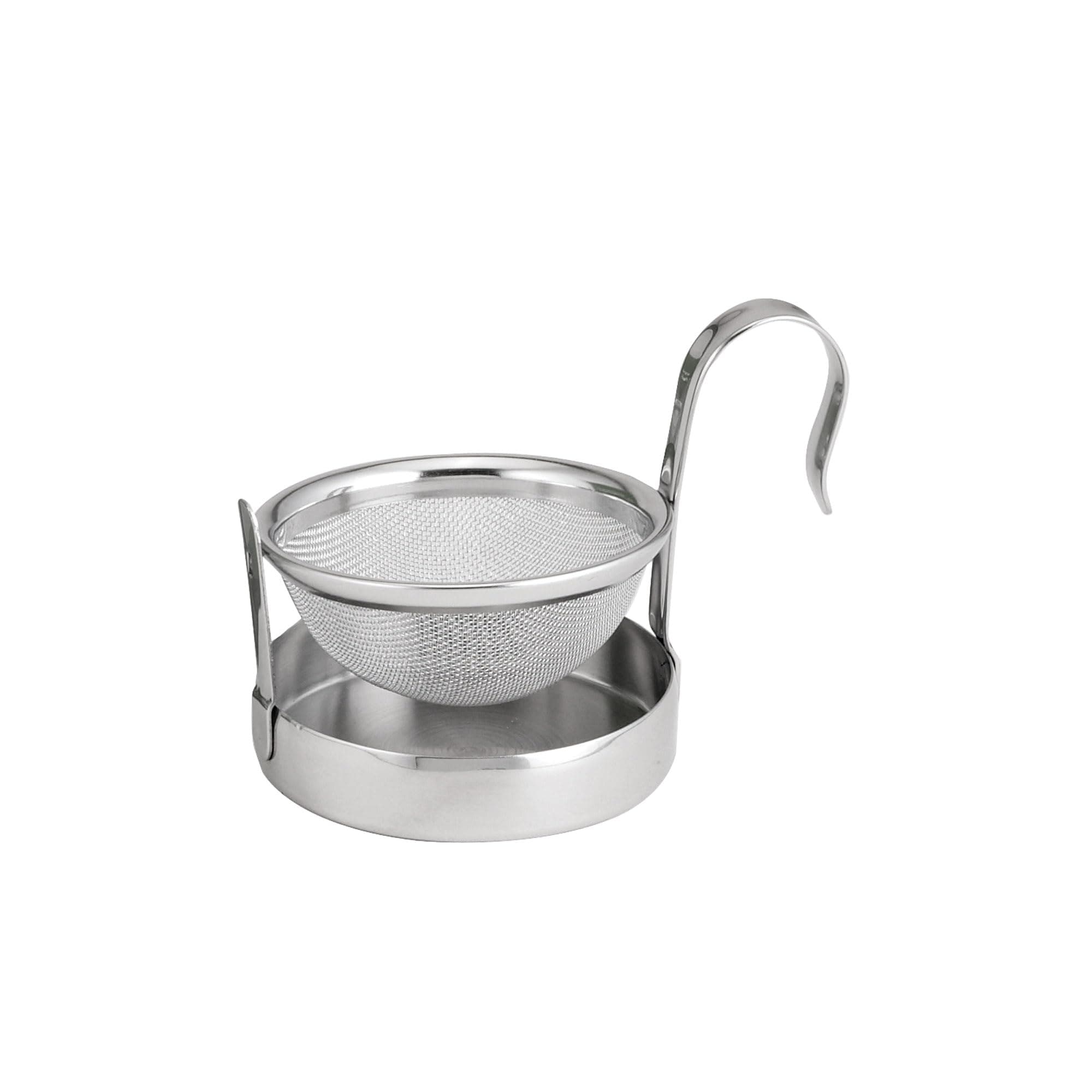 HIC Loose Leaf Tip Tea Strainer with Built-In Drip Tray, 18/8 Stainless Steel Mesh, 2-Inch by HIC Harold Import Co.