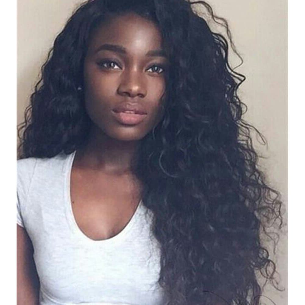 Brazilian Virgin Straight Human Hair Wigs with Bangs 150% Density None Lace Front Wigs Glueless Machine Made Wigs for Black Women Natural Color (16 Inch, head)