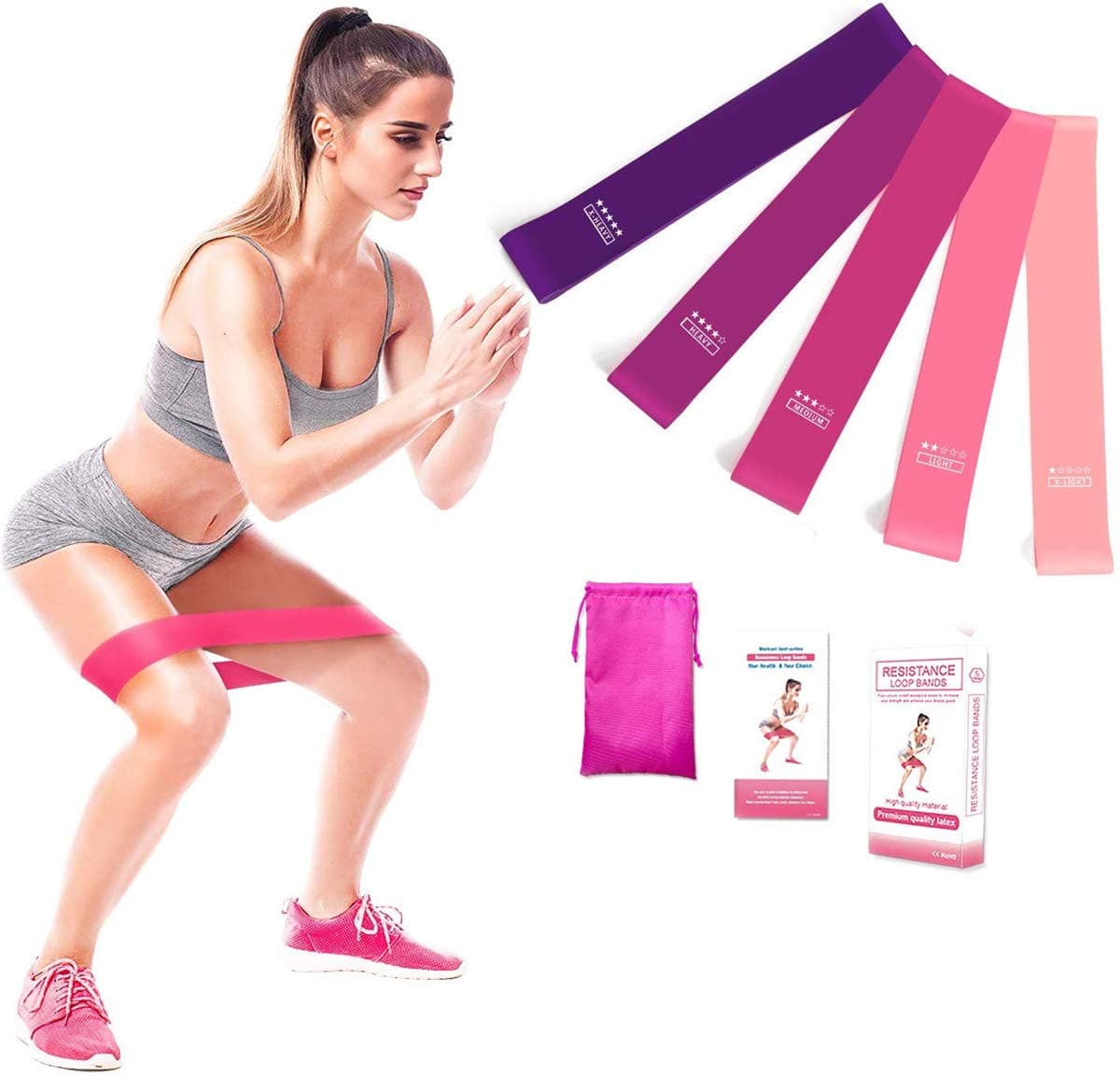 Parkourer Exercise Resistance Bands Set Men Home Gym Stretch Training Workout Bands,Portable Fitness Accessories with 5 Resistance Tubes for Fitness, Strength, Slim, Yoga for Men/Women