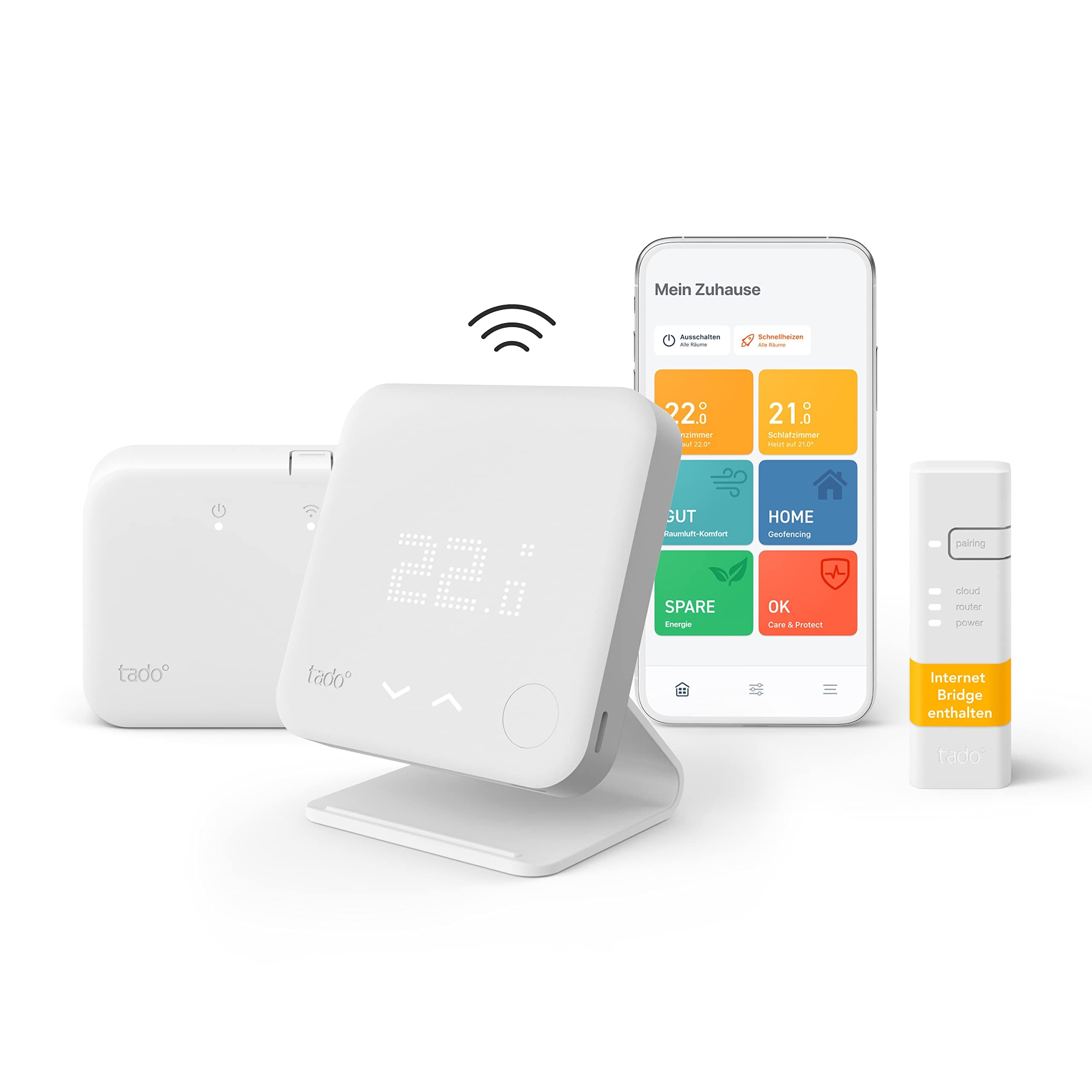 tado° Smart Thermostat (Radio) Starter Kit V3+ with Stand - Intelligent Heating Control, Designed in Germany, Compatible with Alexa, Siri & Google Assistant