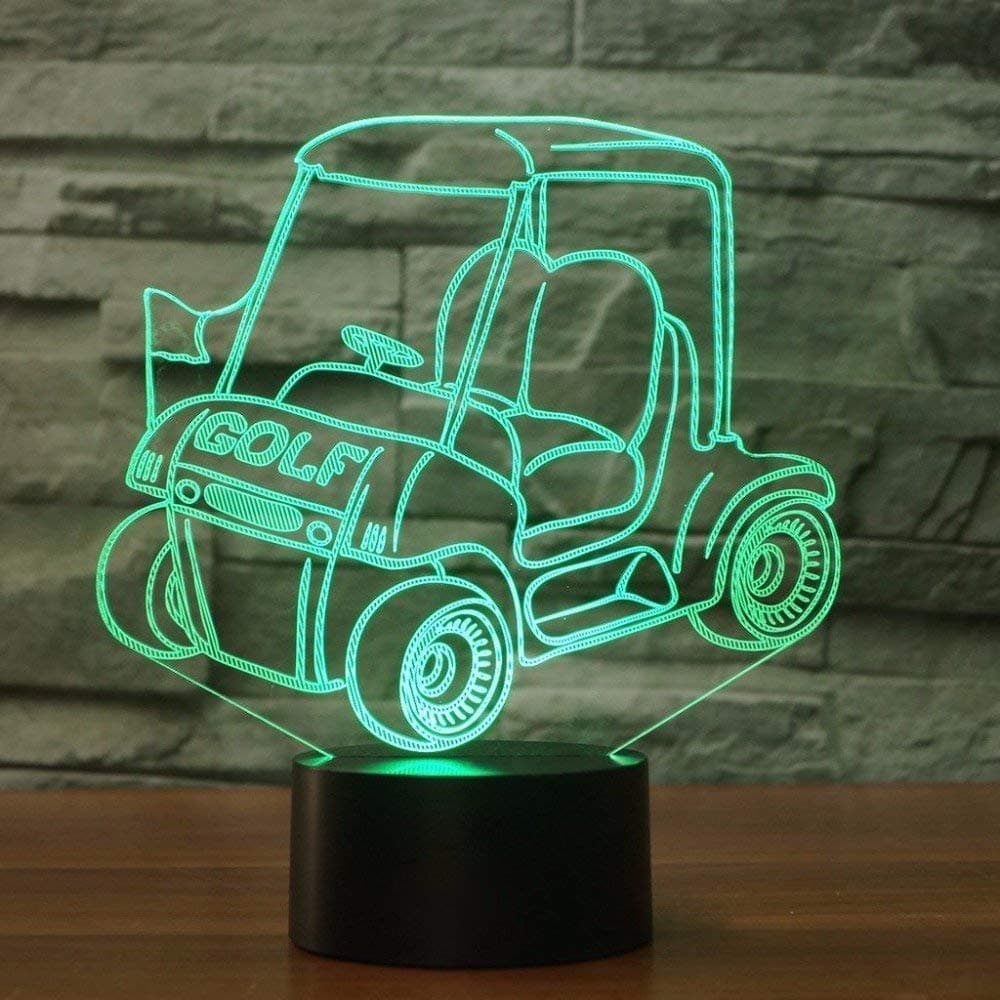 3D Golf Cart Night Light USB Touch Switch Decor Table Desk Optical Illusion Lamps 7 Color Changing Lights LED Table Lamp Xmas Home Love Brithday Children Kids Decor Toy Gift [Energy Class A++]