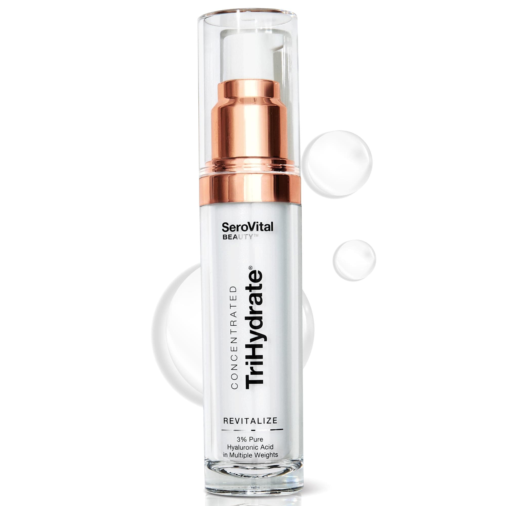 SeroVital Beauty TriHydrate Concentrate – 3% Multi-Molecular Hyaluronic Acid Serum for Deep Hydration, Visible Plumping & Firming – Fragrance-Free Daily Hydrating Face Serum - 1 fl oz